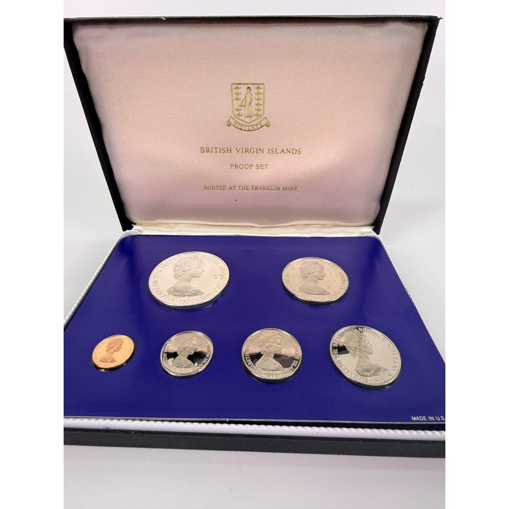 1975 British Virgin Islands Sterling Silver Proof Coin Set Franklin Mint COA - Picture 8 of 11